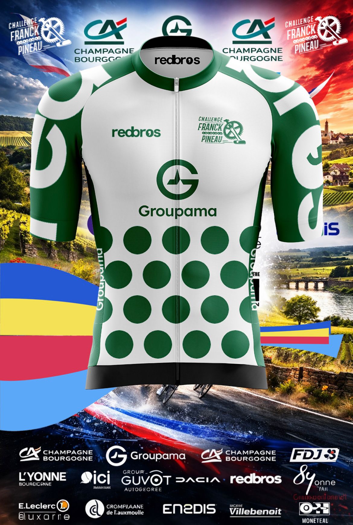 Maillots à pois vert Recto Rebros Challenge franck Pineau 2026