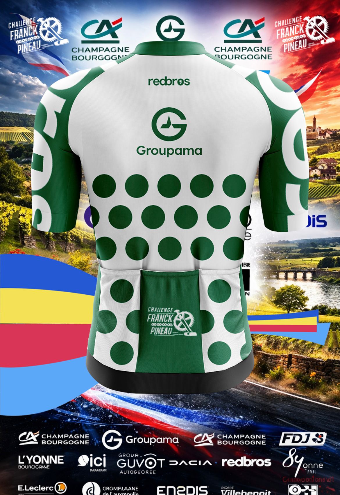 Maillots à pois vert Verso Rebros Challenge franck Pineau 2026