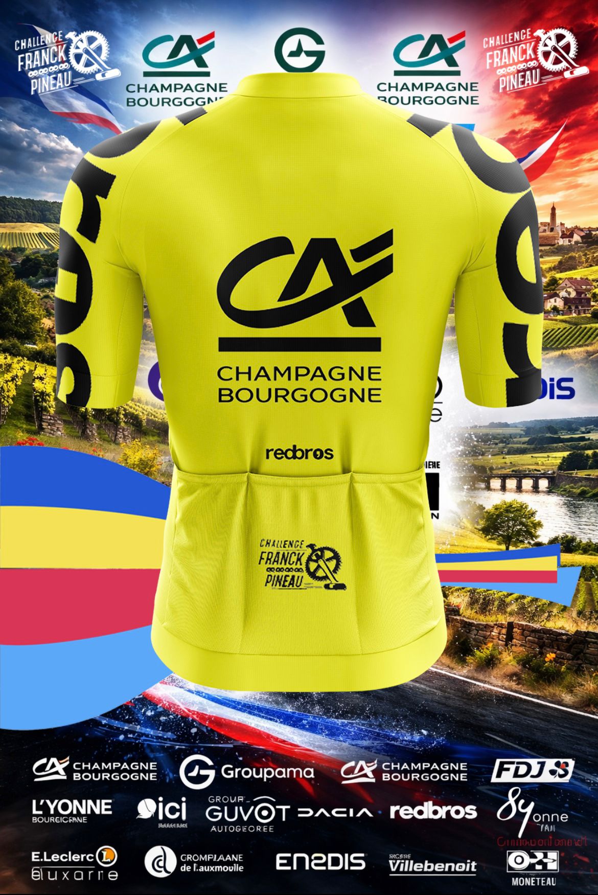 Maillots jaune Verso Rebros Challenge franck Pineau 2026