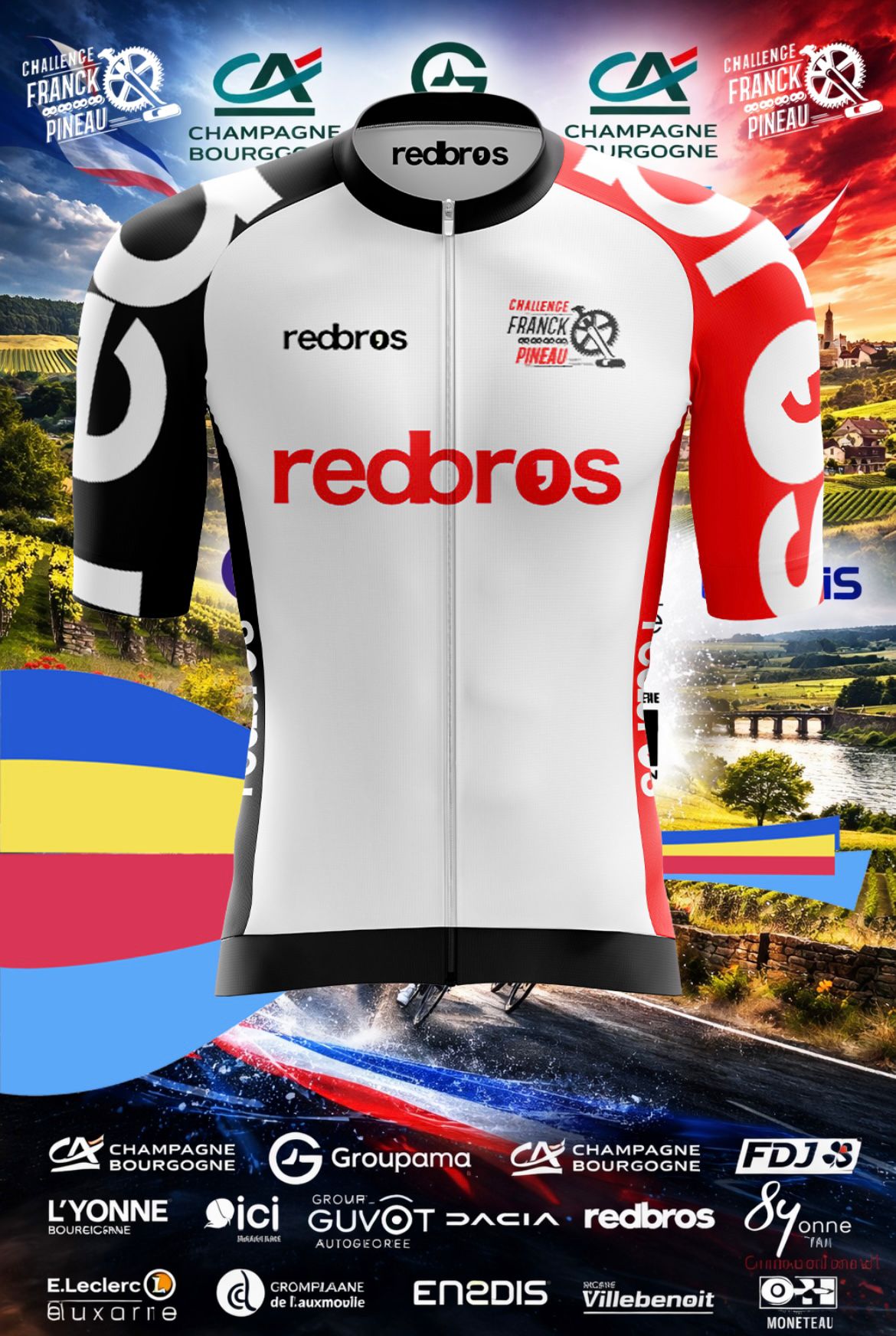 Maillots rouge Recto Rebros Challenge franck Pineau 2026
