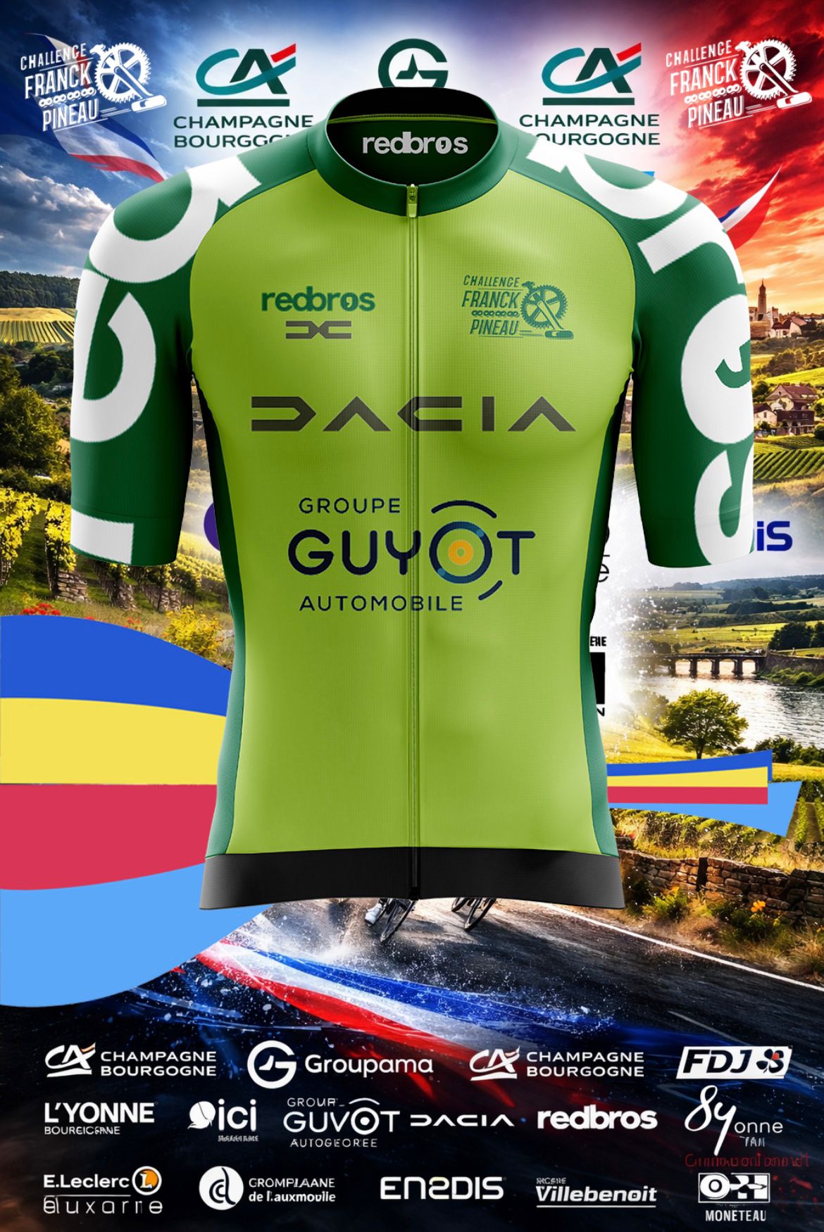 Maillots vert Recto Rebros Challenge franck Pineau 2026